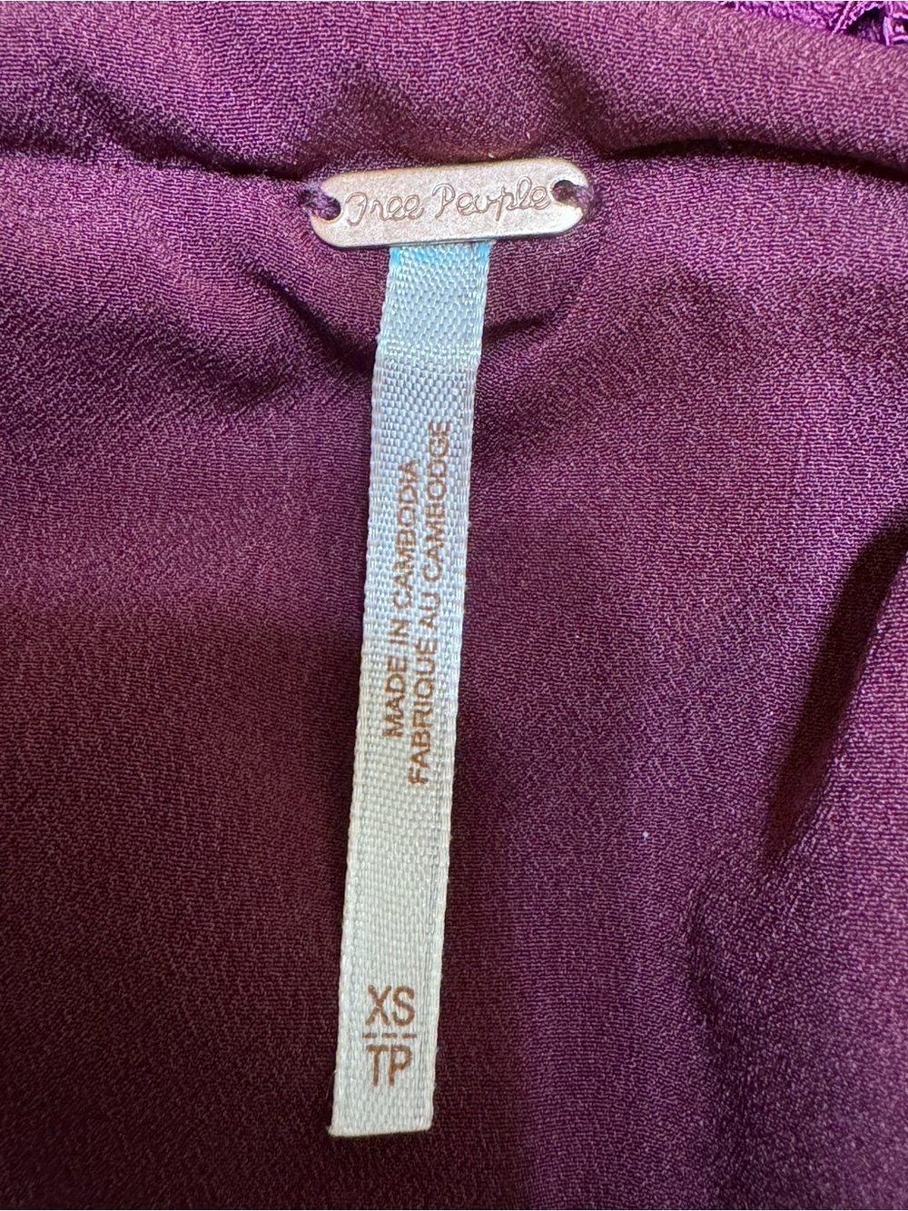 Free People Sleeveless Maroon Purple Lace Cutout Fit-and-Flare Dress size XS - Picture 5 of 5